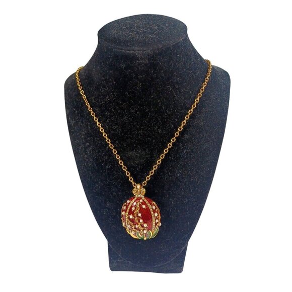 METROPOLITAN MUSEUM OF ART FABERGE EGG LILY FLOWER PENDANT BROOCH JOAN RIVERS - Picture 6 of 8